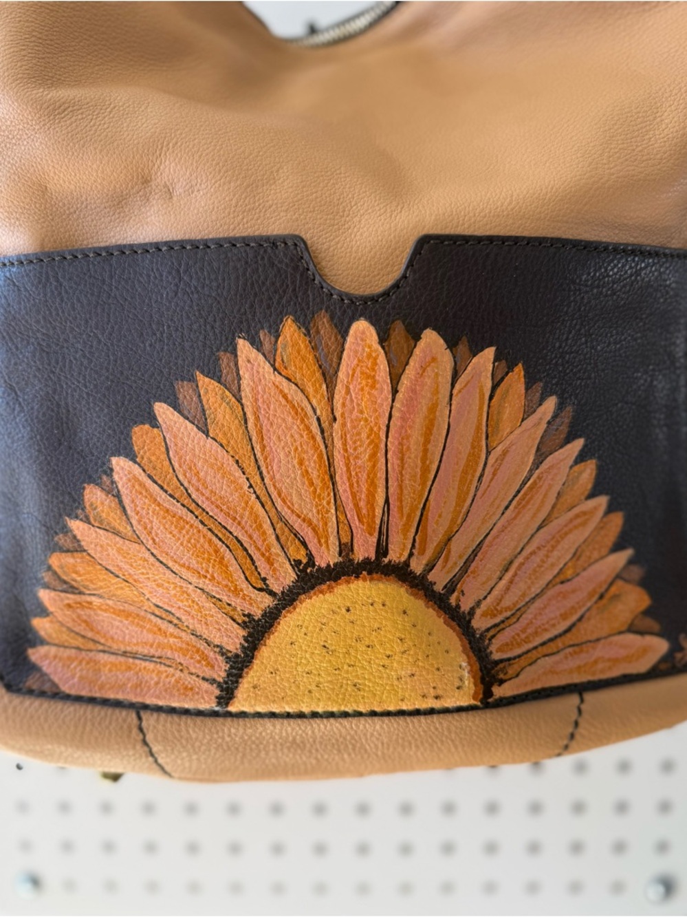 New Hand Painted Oryany Adele Leather Hobo Bag with removable shoulder strap.
